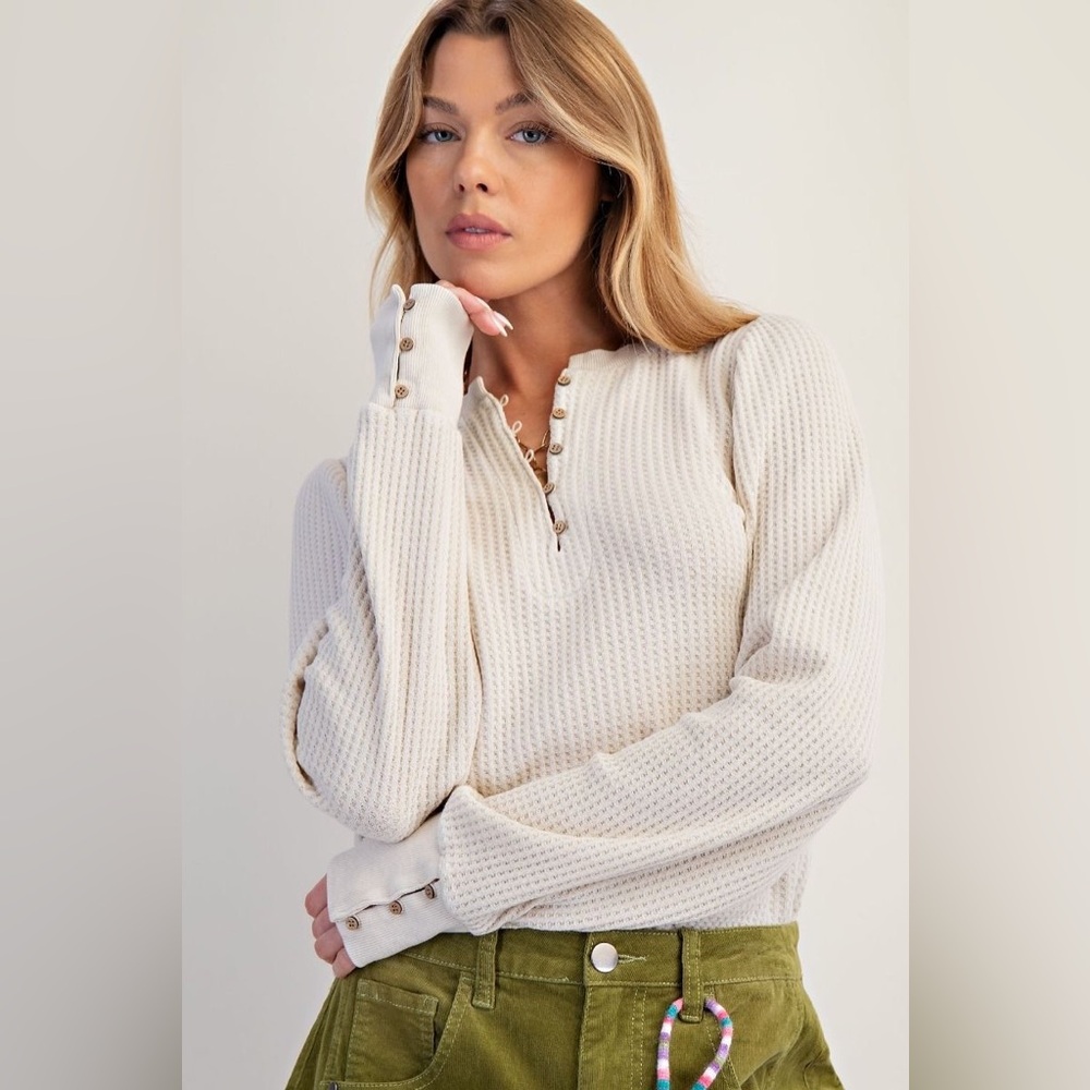 #460. Romance Waffle Knit - Cream